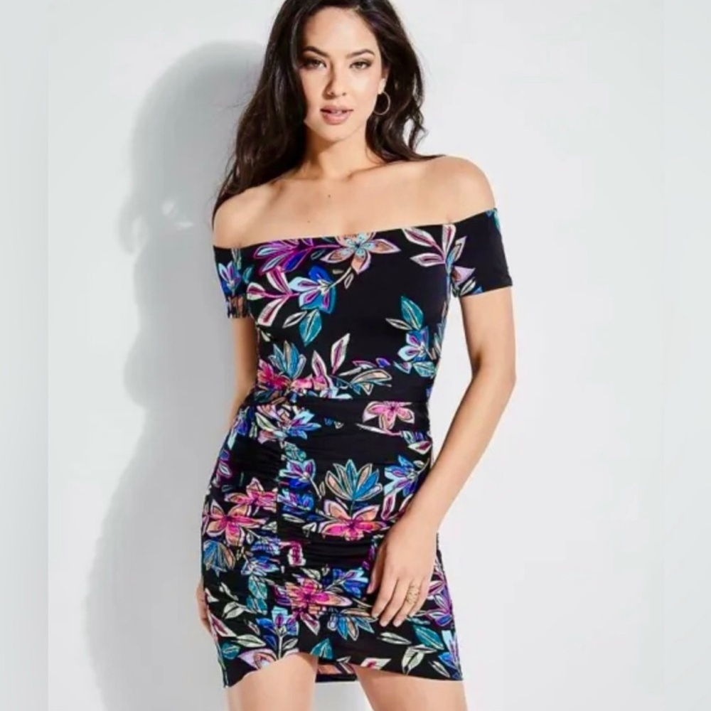 Guess Floral Off-Shoulder Dress XS